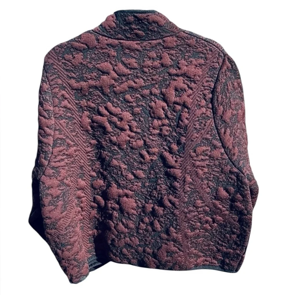 Lululemon Jacquard Wool Blend Burgundy Quilted Bomber Zip Up Jacket Size 12 NWT